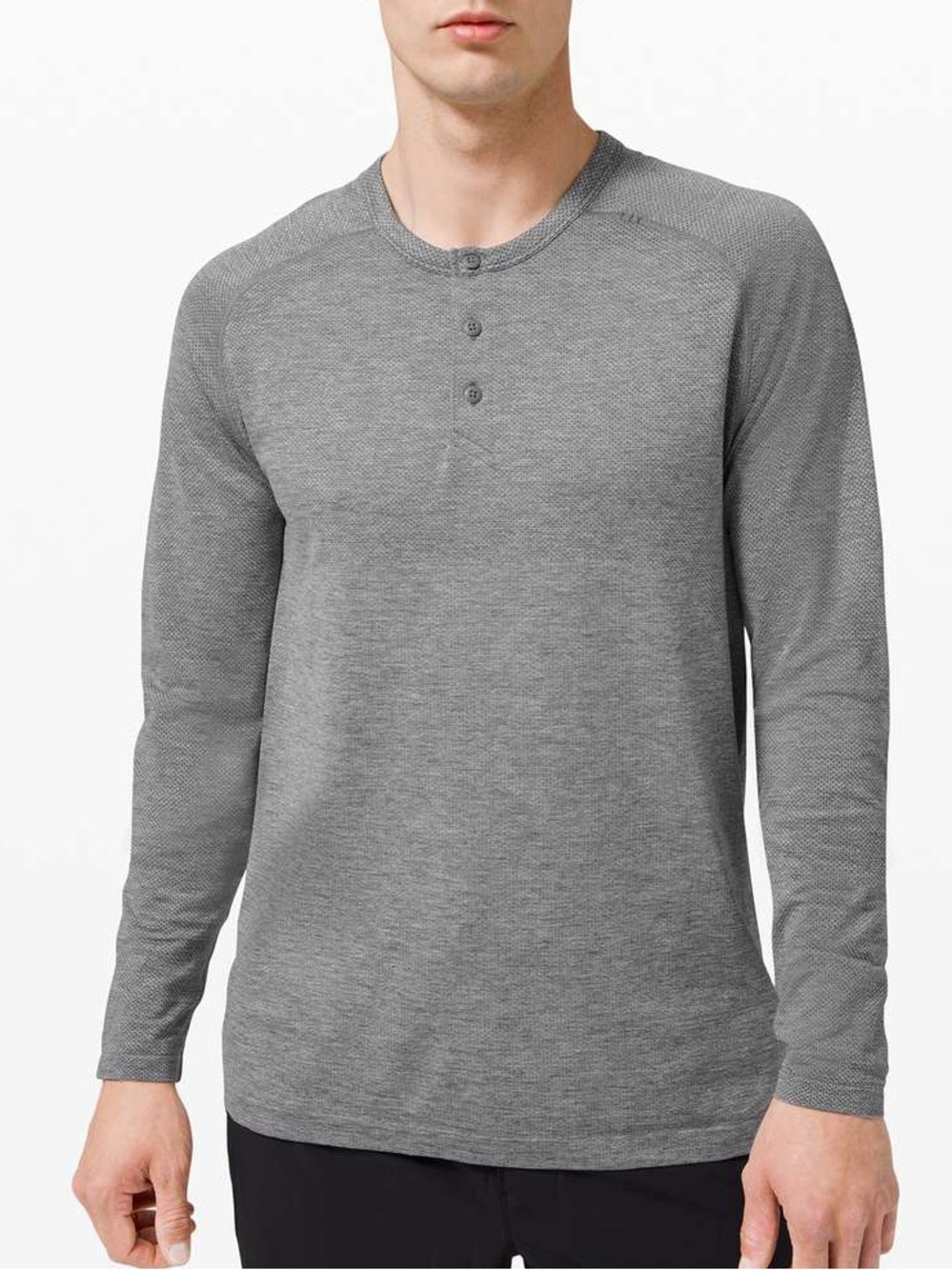 lululemon men’s metal vent tech henley long sleeve in gray